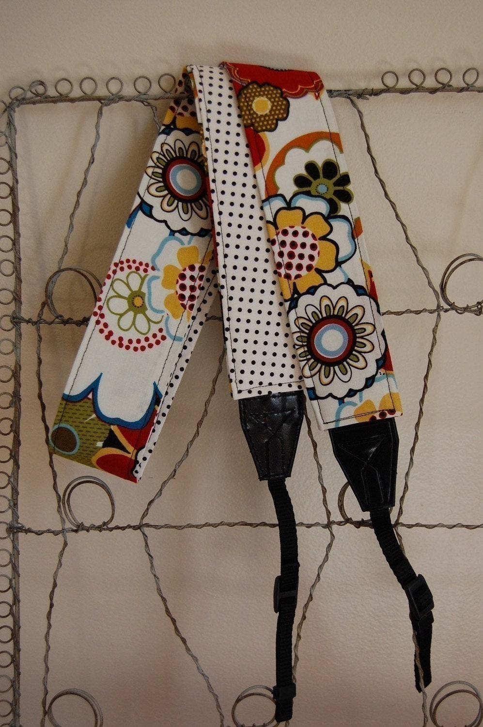 Camera Strap- Reversable Newport Floral and Dot NEW PATTERN
