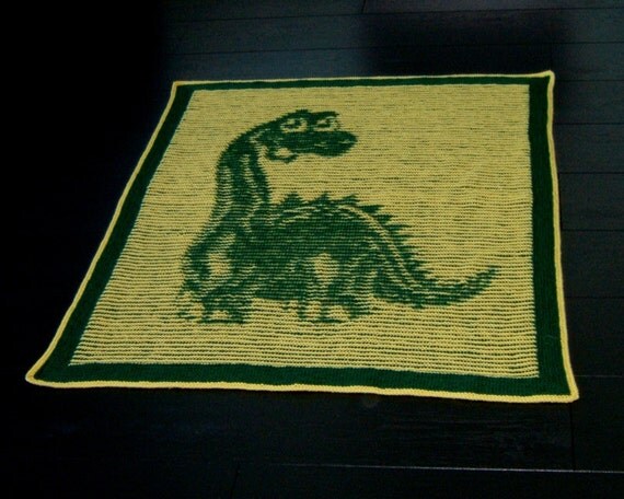 Dinosaur Baby Blanket Illusion Knit PDF by woollythoughts