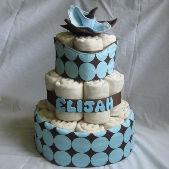 CLOTH Diaper Cake with Prefolds & Handmade by ...