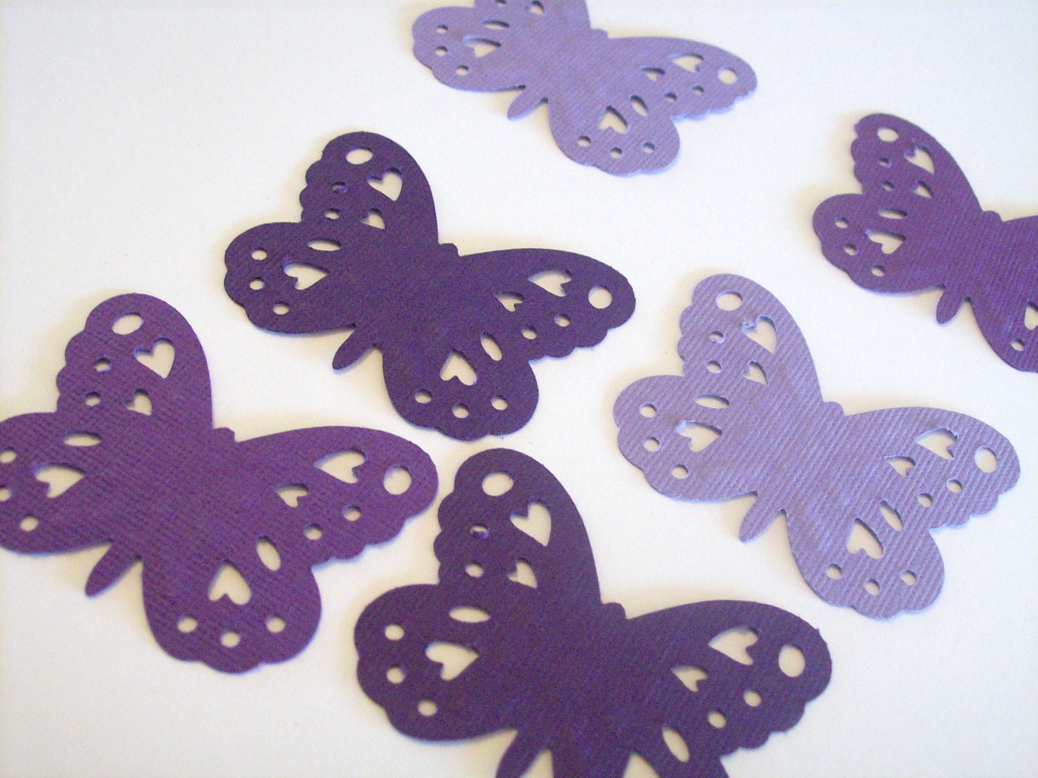 Butterfly confetti - embossed purples, plums, 1 3/4 inch - 100 pieces
