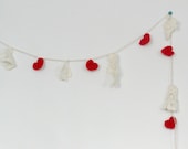 You Have My Heart Red Crochet Hearts Antique White Lace Valentine Garland