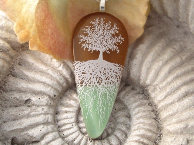 Dichroic Fused Glass Jewelry - Tree of Life - Fused Glass Pendant - Dichroic Glass Pendant - Necklace  010312p101