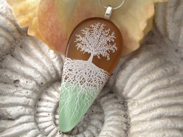 Dichroic Fused Glass Jewelry - Tree of Life - Fused Glass Pendant - Dichroic Glass Pendant - Necklace 010312p101