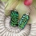 Dichroic Glass Earrings - Dichroic Fused Glass Jewelry - Emerald Green Black - 041412e115