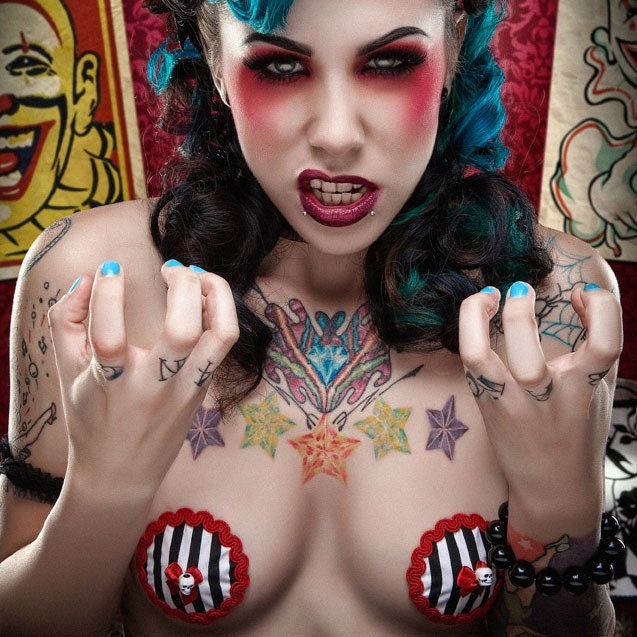 Beetle Juice Black and White Striped Skull Pasties
