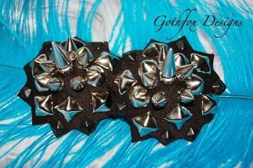 Black Punker Studs and Spikes Burlesque Pasties