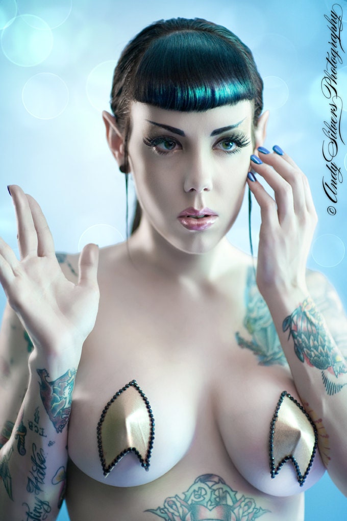 Geek Trek Gold Satin Burlesque Pasties