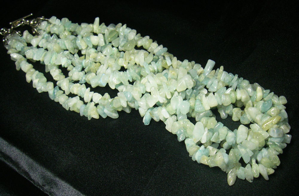 Luxurious Aquamarine, Silver Necklace