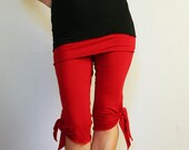 organic cotton peddle pusher pants with tie up legs and skirt - made to order