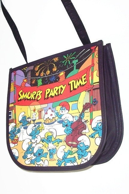 Vinyl Record Handbag Purse - Smurfs Party Time