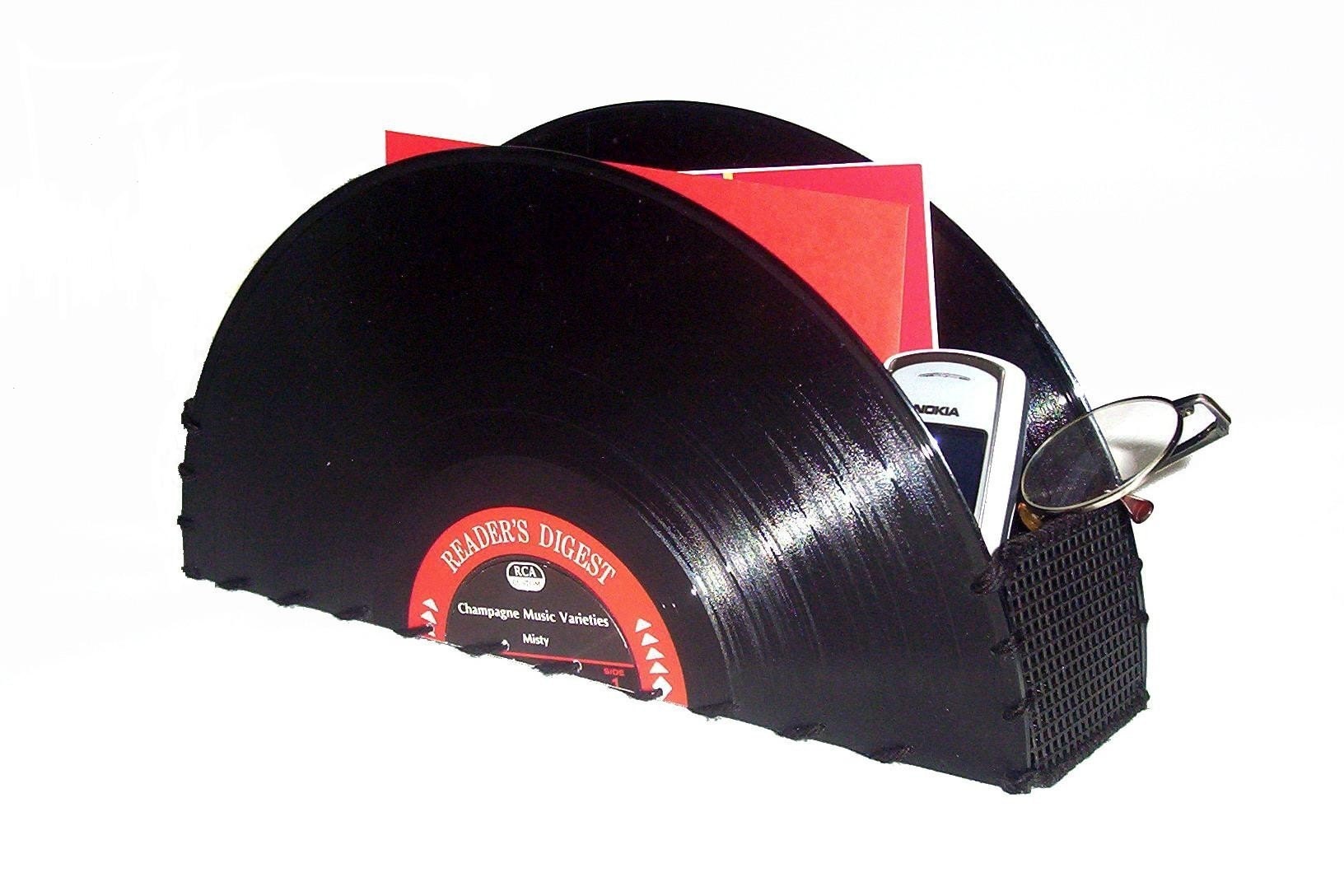 Handmade Recyled Vinyl Record Storage Container