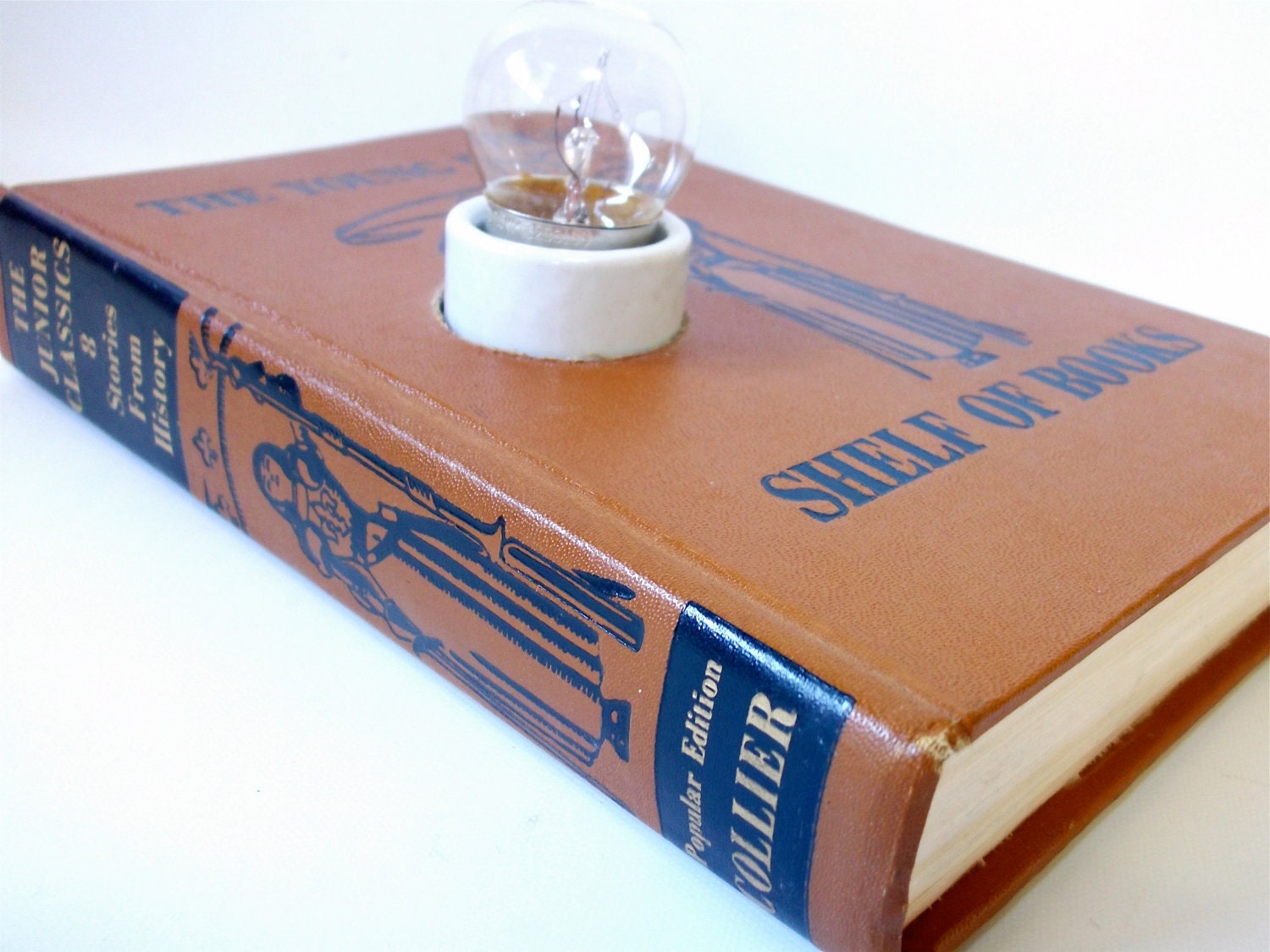 Desk Book Lamp Stories From History Shelf of Book Vintage Table Lamp Retro Office Light