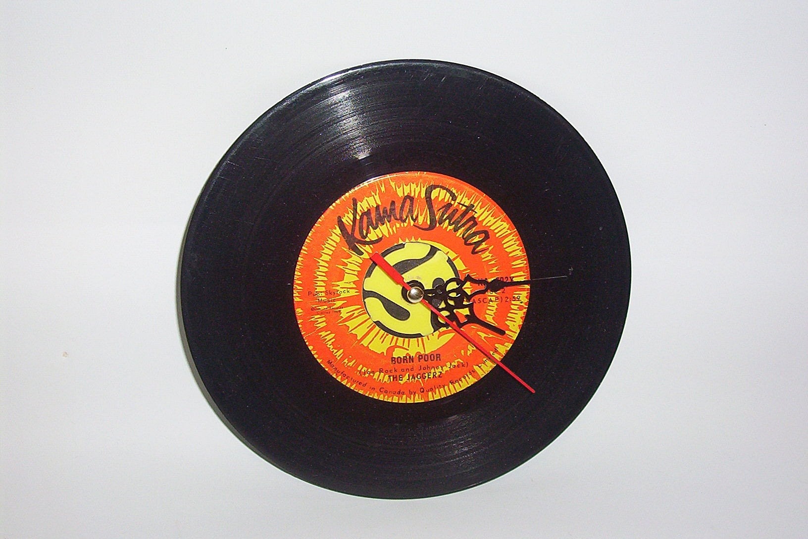 Recycled Vinyl Record Clock Born Poor by  Jaggerz