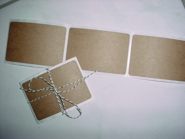 40 brown Kraft peel and stick sticky labels stickers 3X2 inches 3 X 2