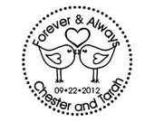 Lovebirds Forever & Always Custom Wedding Rubber Stamp