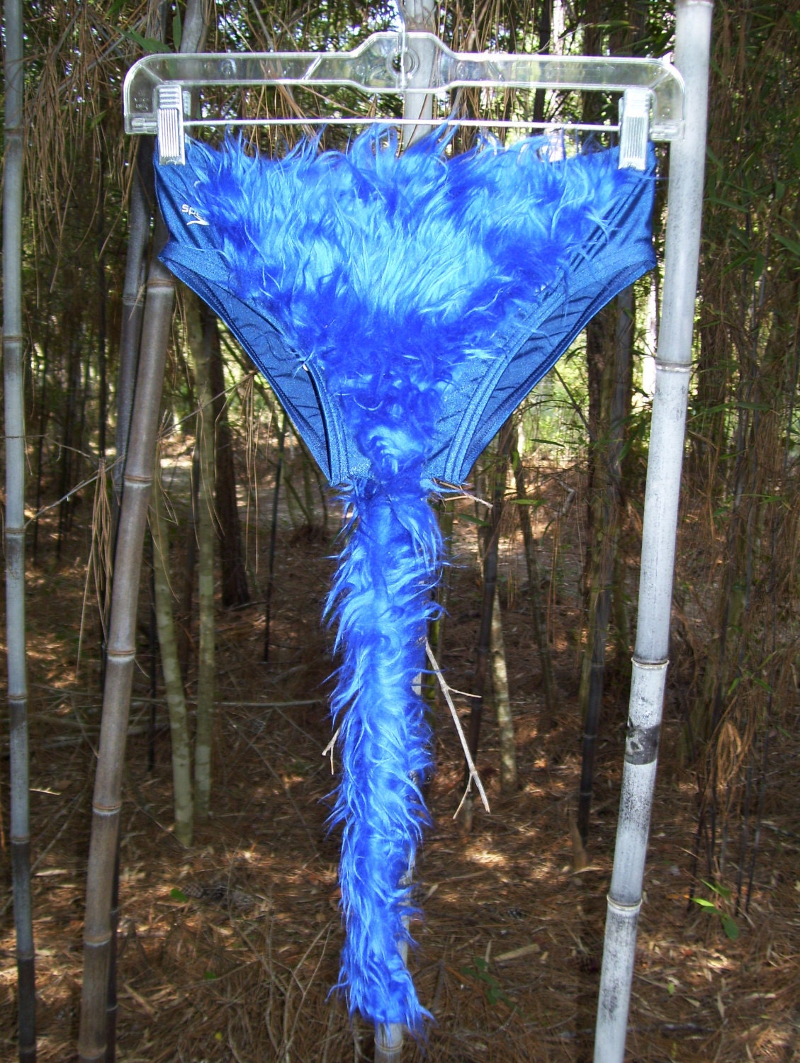 Furry Blue Pixie Speedo Merkin Costume With Monster Tail