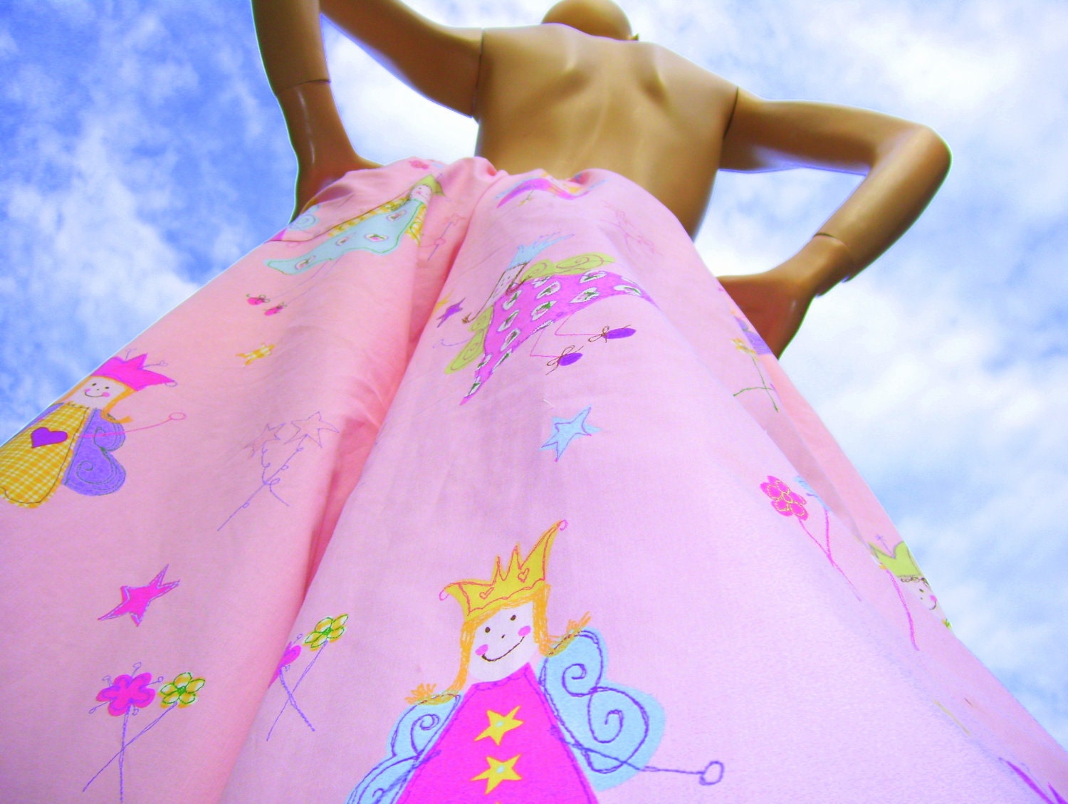 Pink Fairy Pants Hippie Wide Leg M to Plus Laura Ashley Fabric Glitter Wand Rave Pants