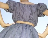 Cropped Poof Top and Mini Skirt Sexy Tiny Check