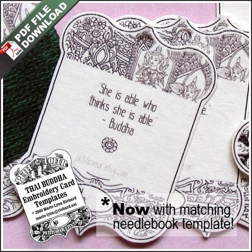 THAI BUDDHA - Fancy Embroidery Cards - Floss Winders - PDF Download