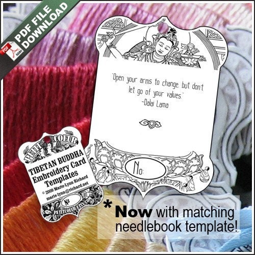 TIBETAN BUDDHA - Fancy Embroidery Cards - Floss Winders - PDF Download