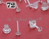72 Plastic Post Earring Findings, Clear Plastic Studs w/ Backs, makes 36 pairs of earrings, Plastic Earrings Post Stud, jewelry finding