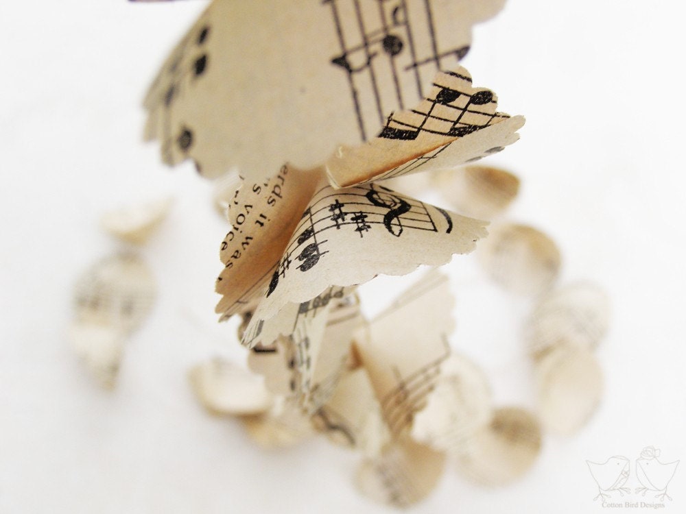 Paper Garland Christmas Decoration Mobile Sculpture Vintage Music Paper Wedding Decor Home Decor