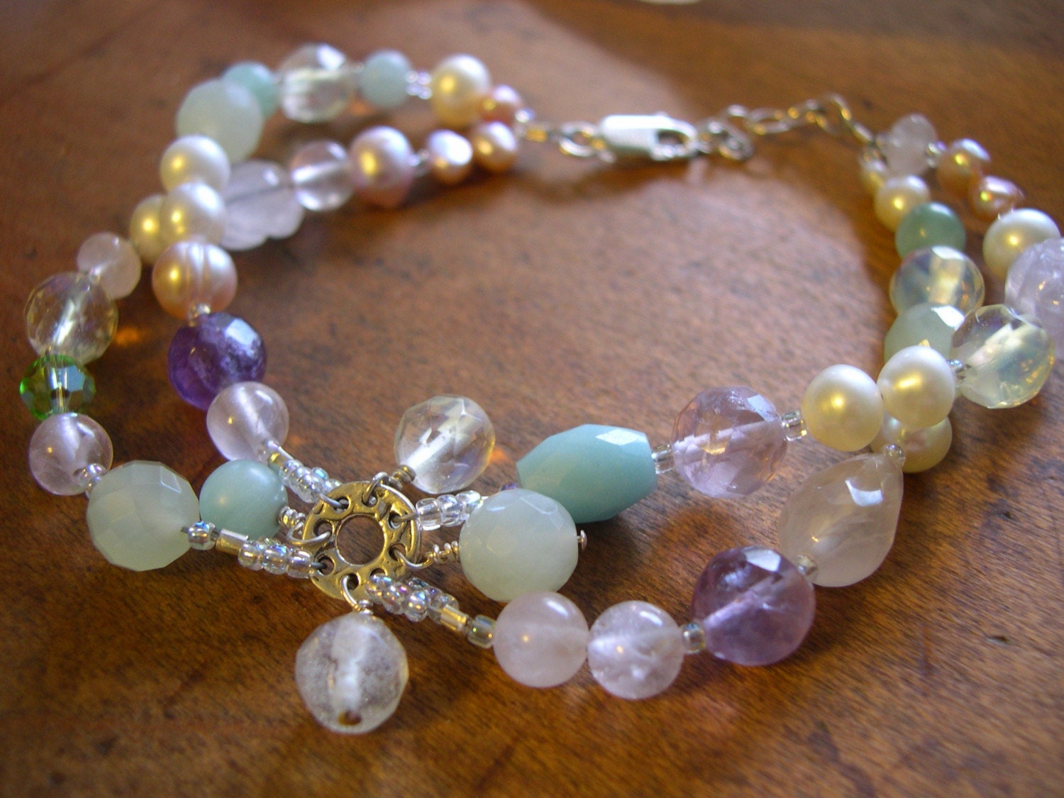 Spring Awakening Floral Gemstone Bracelet and Earring Set