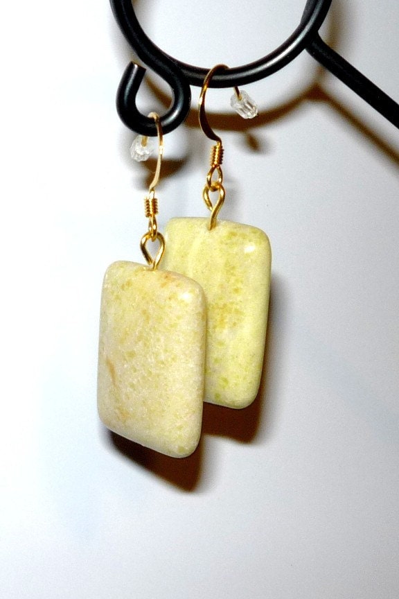 Luscious Lemon  Pillows of  Yellow Turquoise Earrings Semi Precious  Stone READY TO SHIP