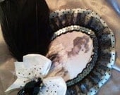 SALE  Cameo bejewelled,bowed n feathered facinator by Lotusdevi Designs