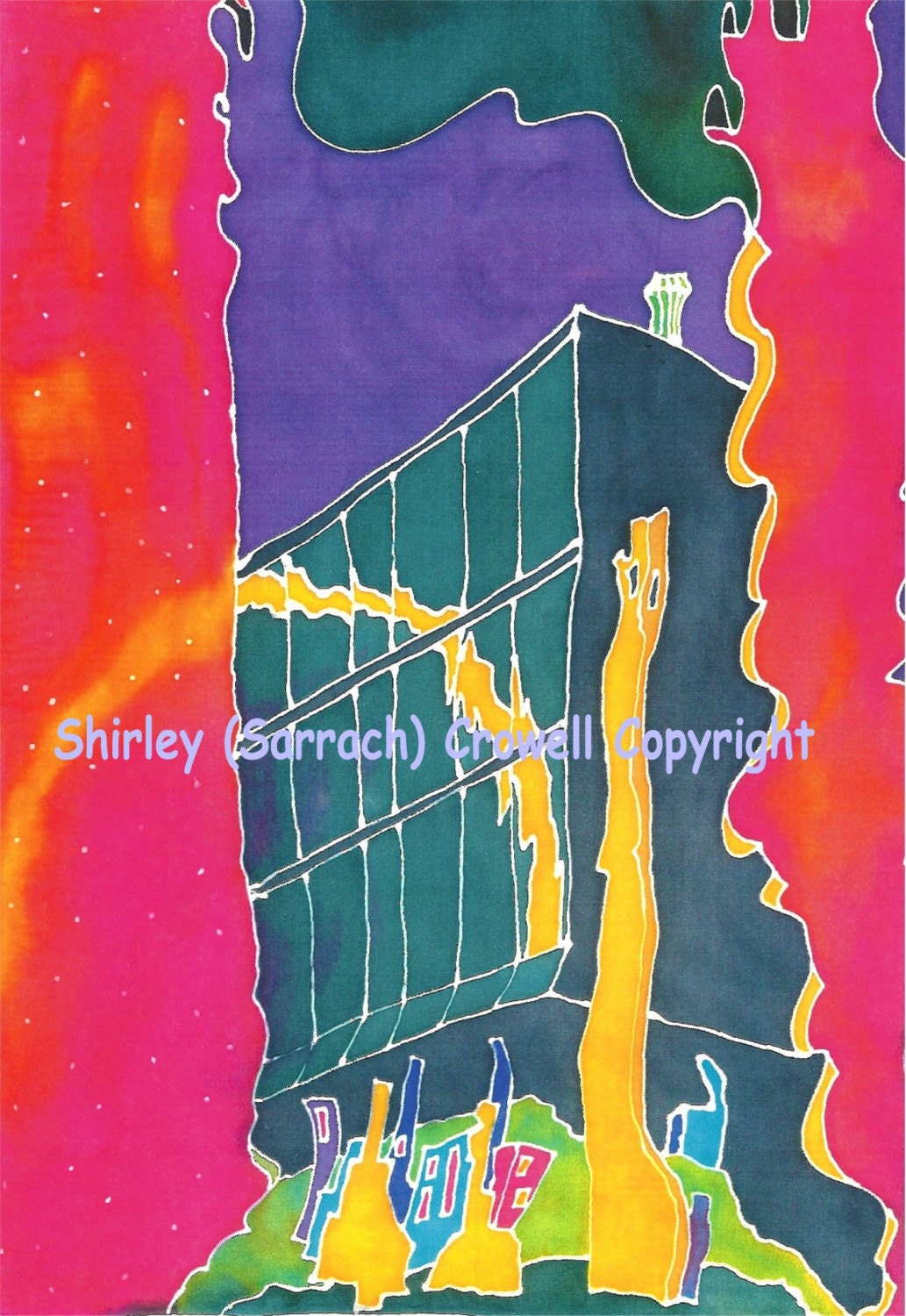 Silk Painting Print, Architectural, Original Designs