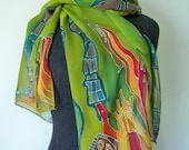 Silk Scarf Original Architectural Painting