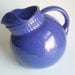 Vintage cobalt blue art deco glass pitcher tilt ball jug Fire King