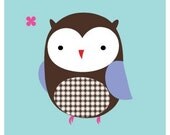 Owl illustration print titled "Pat the Owl"