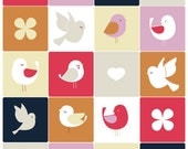 Original Illustration of cute modern birds "Birdie Squares"
