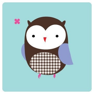 Owl illustration print titled "Pat the Owl"