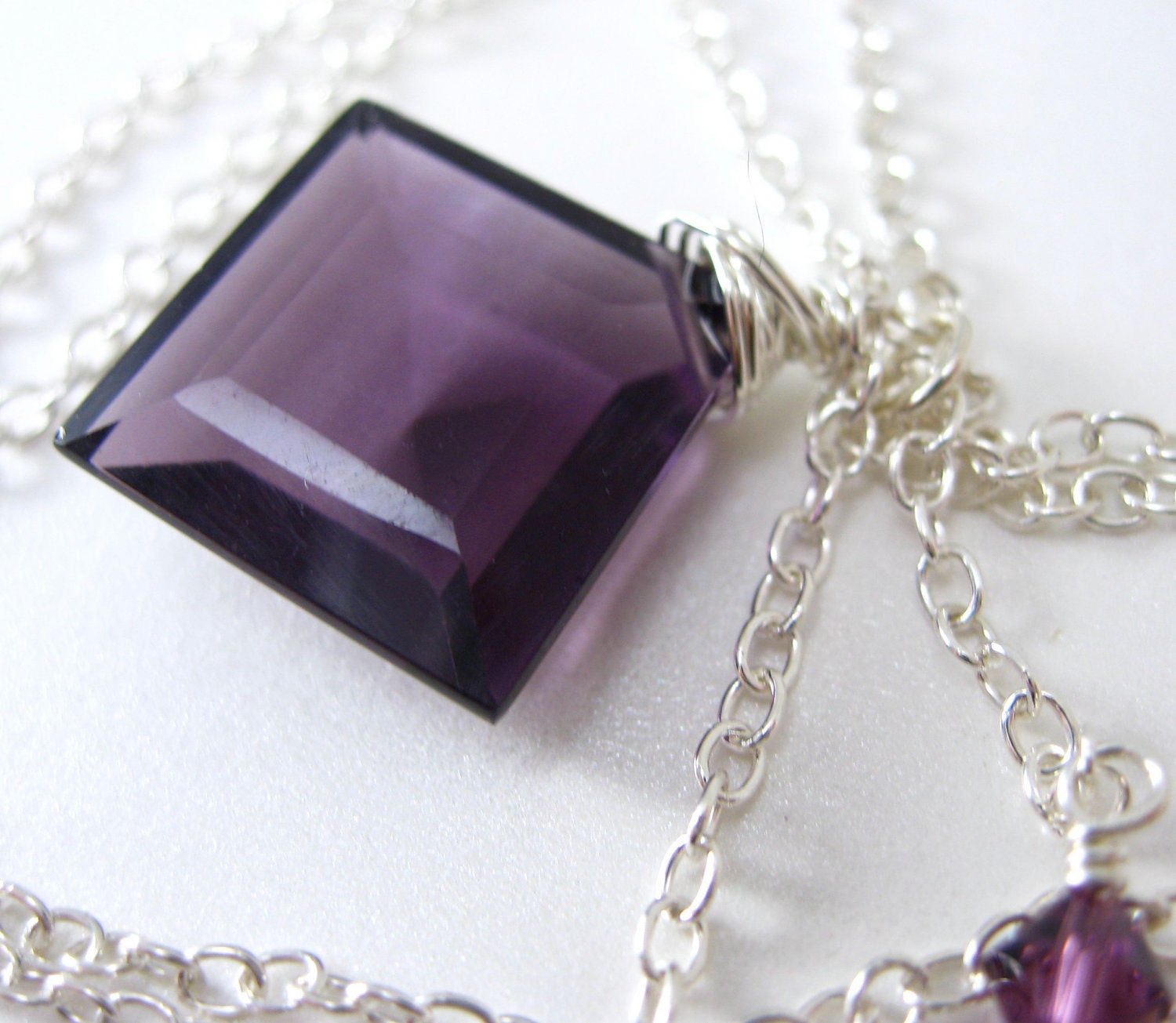 Plum Quartz Necklace - Faceted Purple Quartz with Sterling Silver