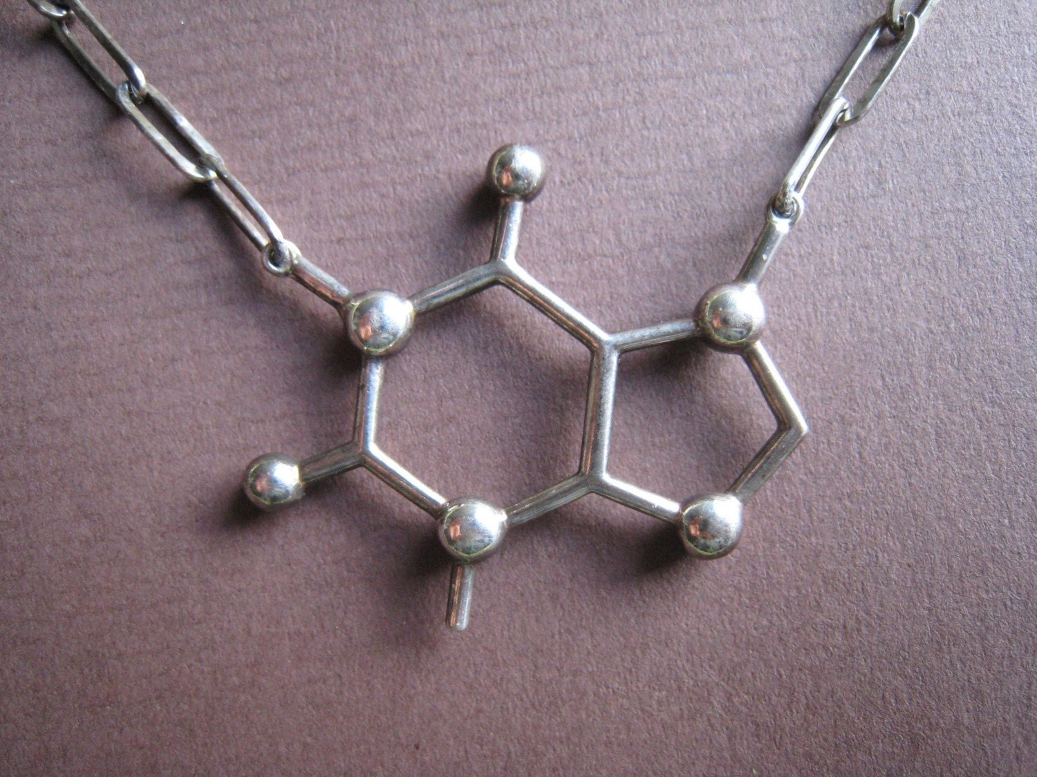 caffeine molecule necklace - oxidized silver