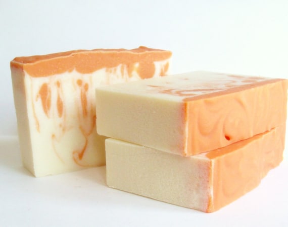 Blood Orange Soap - Shea Cocoa Butter Vegan Shaving Unisex Scent Stocking Stuffer Custom Wrapping Sale