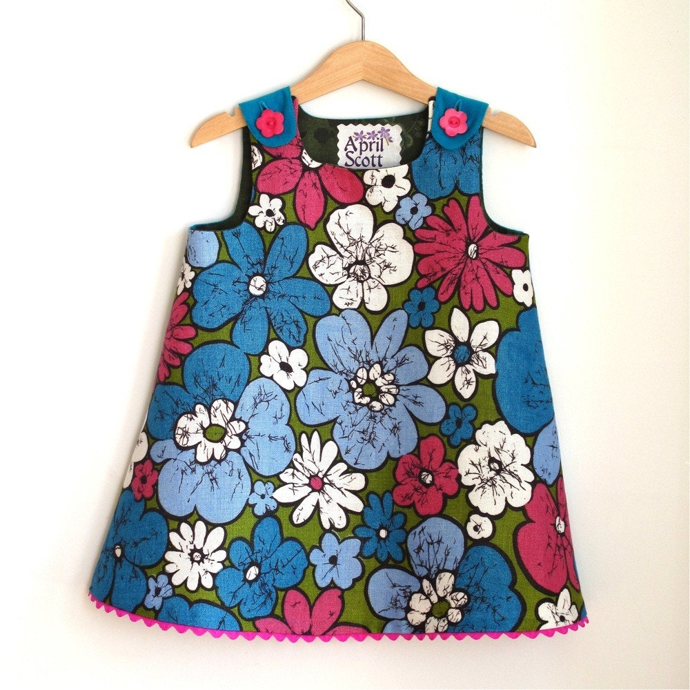 Fuchsia Turquoise toddler girl dress - size 2T childrens clothing