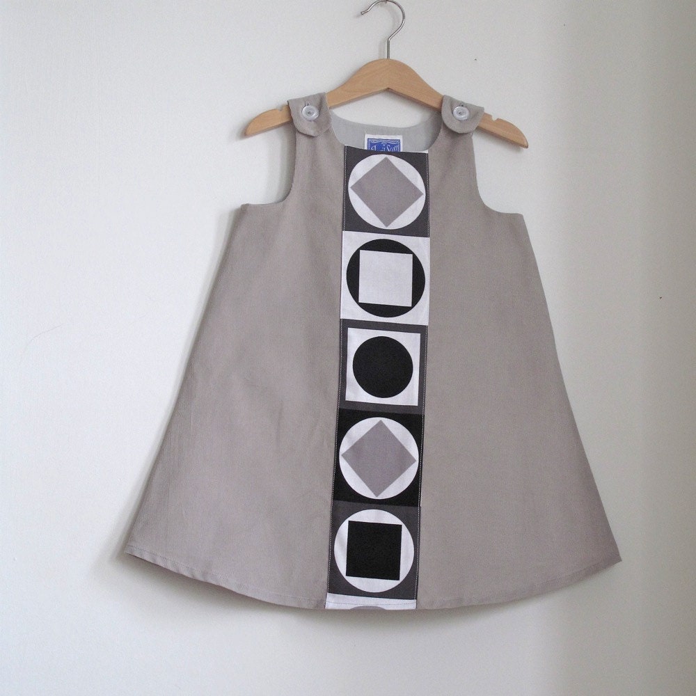 Minimalist Mod Grey Toddler Girls Dress - Size 4T - Hipster Children's Clothing