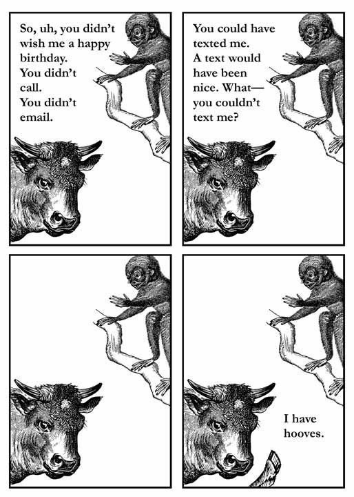 What - No Text... Monkey & Cow Birthday Card