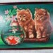 Vintage Paint by Number 2 Kittens Watching a Fish in a Bowl Framed Wall Art - Adorable - 13" x 17"