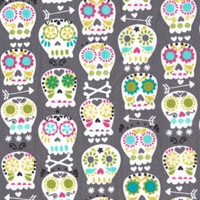 Michael Miller Bonehead Gray Fabric - By the Yard