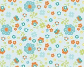 Riley Blake Designs, Dress Up Days,  Floral Aqua Fabric - Half Yard
