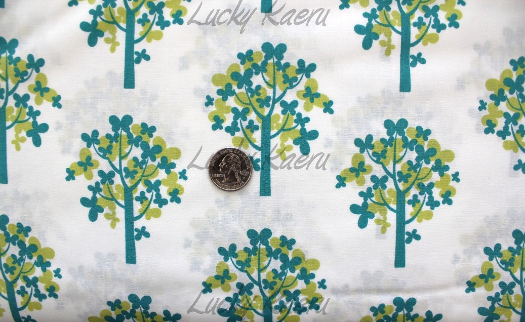 SALE MoMo, Just Wing It, Trees Turquoise Fabric - By the Yard