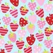 Ann Kelle Metro Market Strawberries on Aqua Fabric - By the Yard
