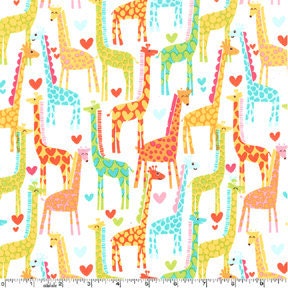 Michael Miller Giraffe Love White Fabric - By the Yard