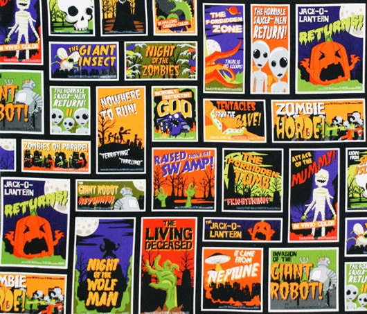 NEW Karen Foster, Eerie Alley 3, Halloween Labels Multi Fabric - By the Yard