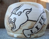 Hand thrown ceramic mug-Tattoo Panther Design-