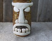 Handmade stoneware tiki mug